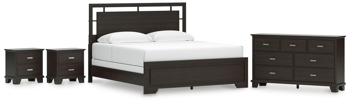 Covetown Panel Bed Set - King, Dresser and 2 Nightstands