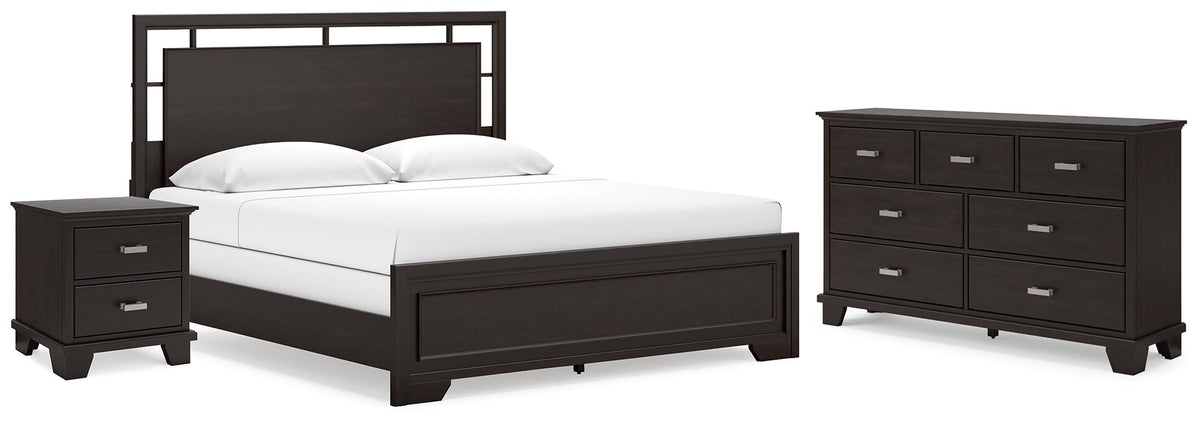 Covetown Panel Bed Set - California King, Dresser and Nightstand