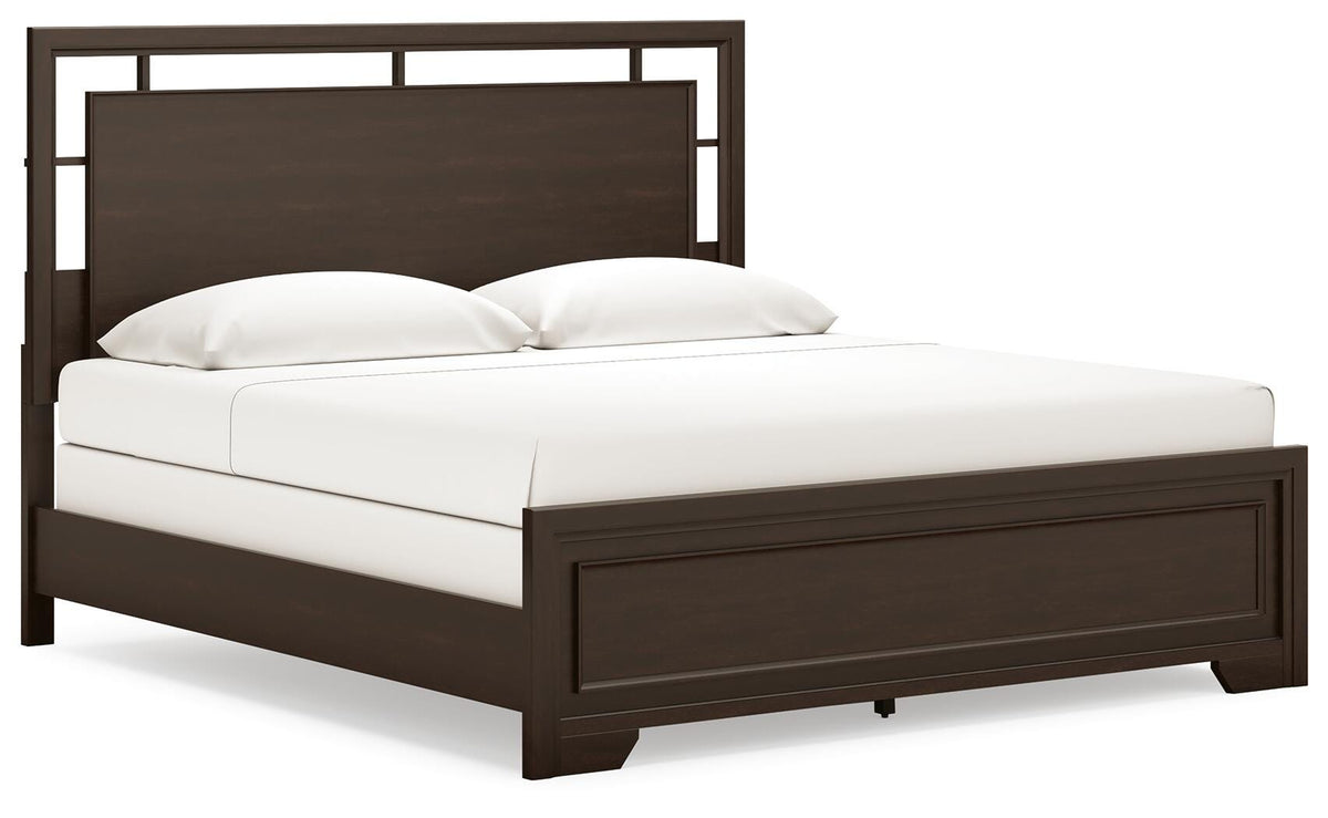 Covetown King Panel Bed, Dresser, Mirror and Nightstand