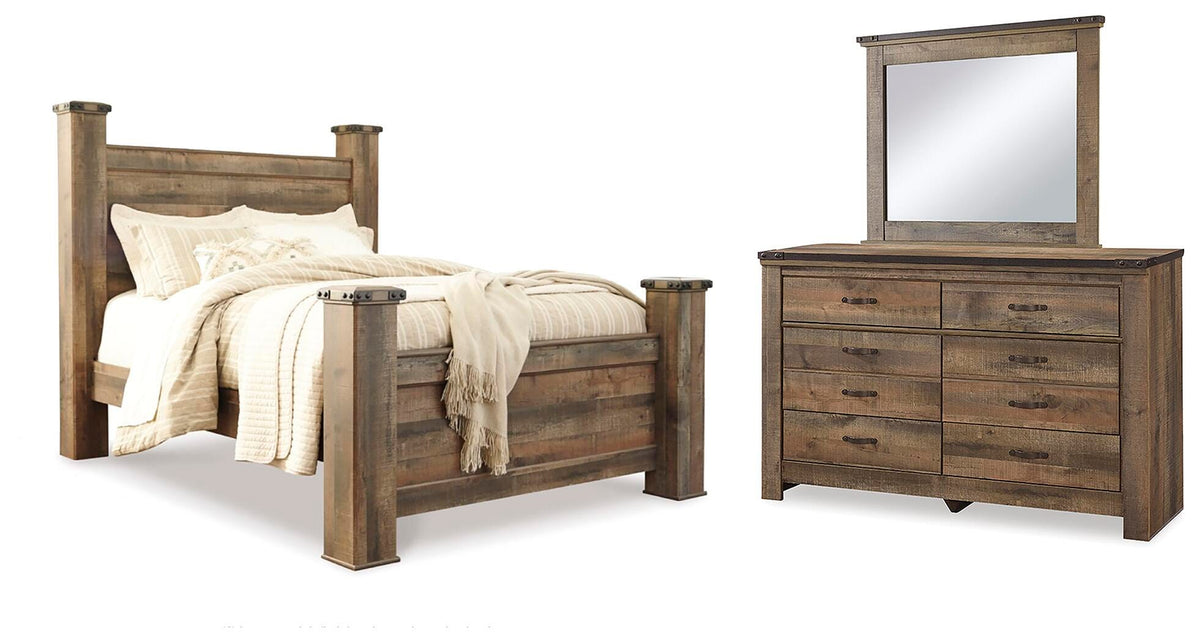 Trinell Queen Poster Bed, Dresser and Mirror