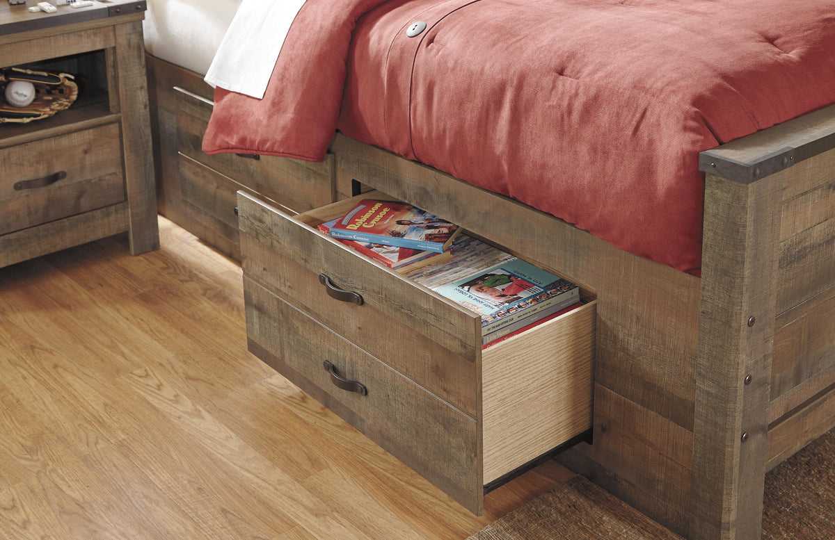 Trinell Twin Panel Bed with Storage and Nightstand