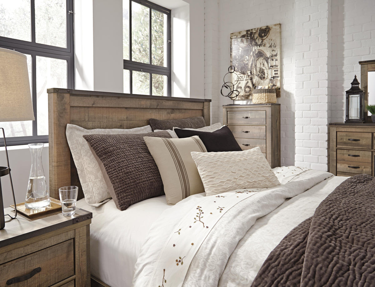 Trinell Queen Panel Headboard, Dresser, Mirror, Chest and Nightstand