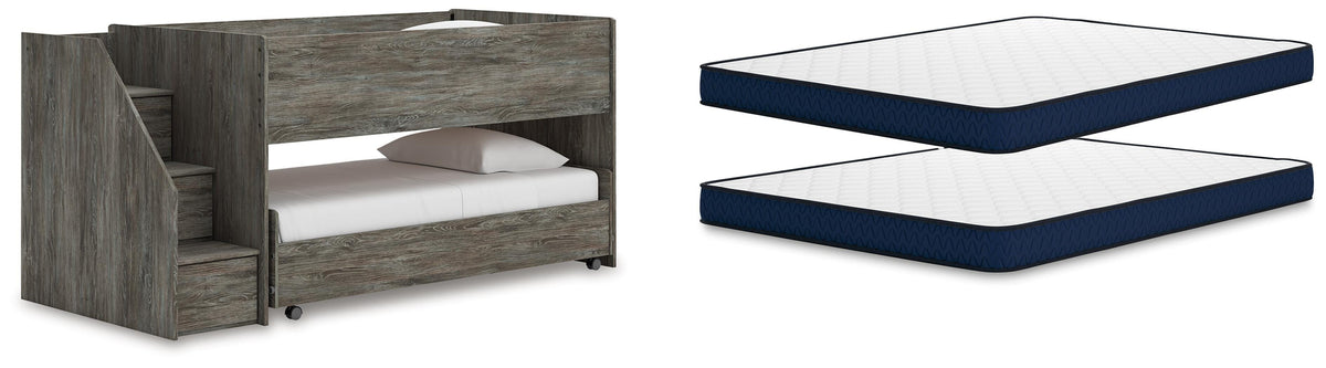 Frandern Twin Over Twin Loft Bed and Mattresses