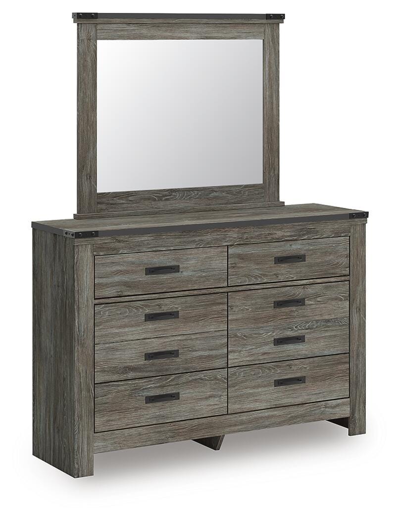 Frandern Full Bookcase Bed with Storage, Dresser and Mirror