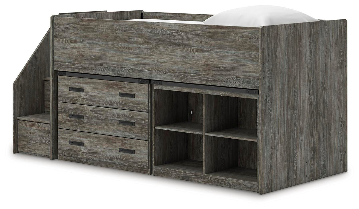 Frandern Twin Loft  Bed with Bookcase and Drawer Storage