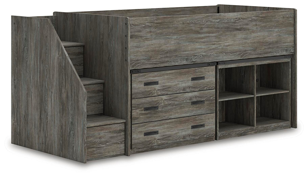 Frandern Twin Loft  Bed with Bookcase and Drawer Storage