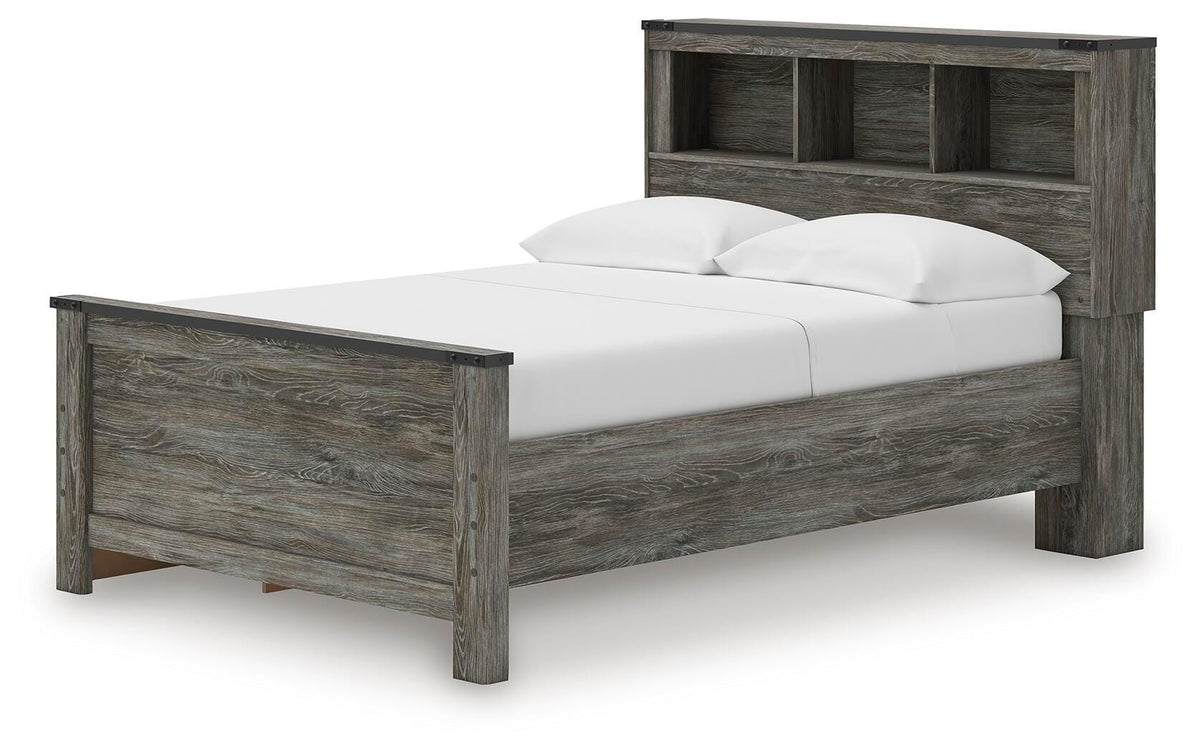 Frandern Full Bookcase Bed with Storage, Dresser and Mirror