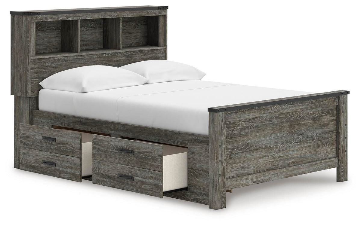 Frandern Full Bookcase Bed with Storage, Dresser and Mirror