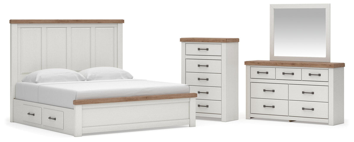 Savonport King Panel Bed with Storage, Dresser, Mirror and Chest