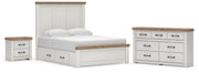 Savonport Queen Panel Bed with Storage, Dresser and Nightstand