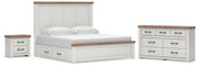 Savonport King Panel Bed with Storage, Dresser and Nightstand