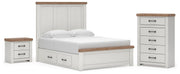Savonport Queen Panel Bed with Storage, Chest and Nightstand