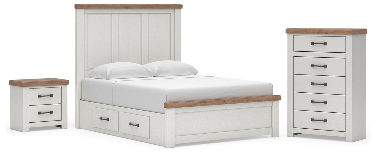 Savonport Queen Panel Bed with Storage, Chest and Nightstand