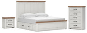 Savonport King Panel Bed with Storage, Chest and Nightstand
