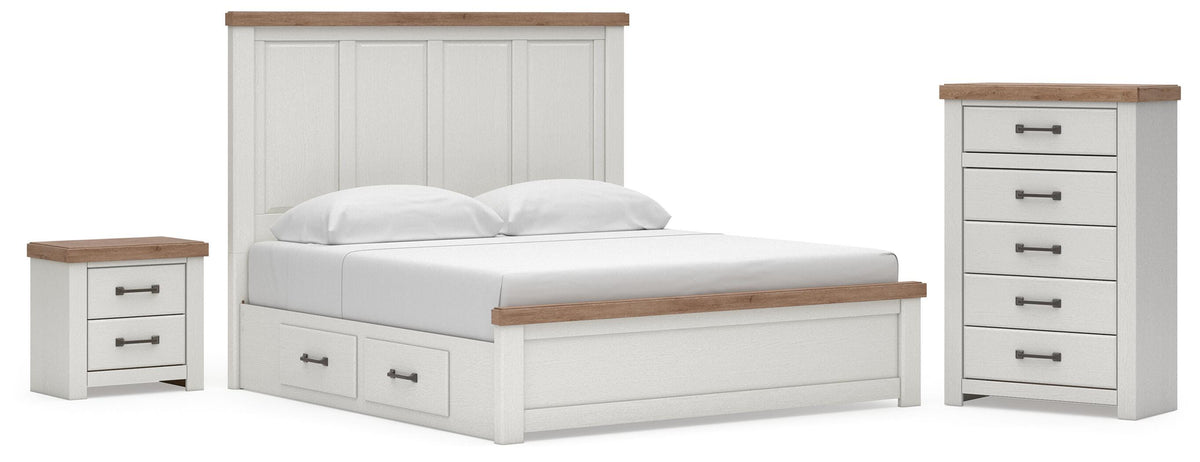 Savonport King Panel Bed with Storage, Chest and Nightstand