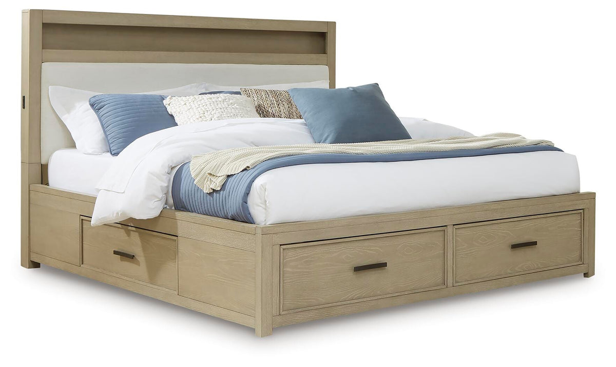 Calmoro Queen Bookcase Bed, Dresser and Mirror