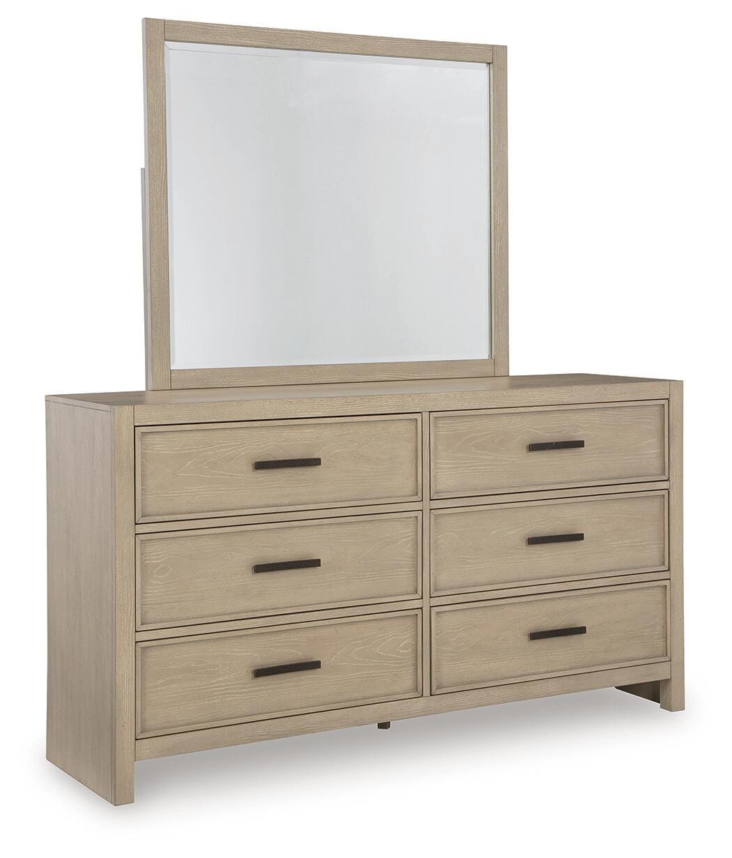 Calmoro Queen Bookcase Bed, Dresser and Mirror