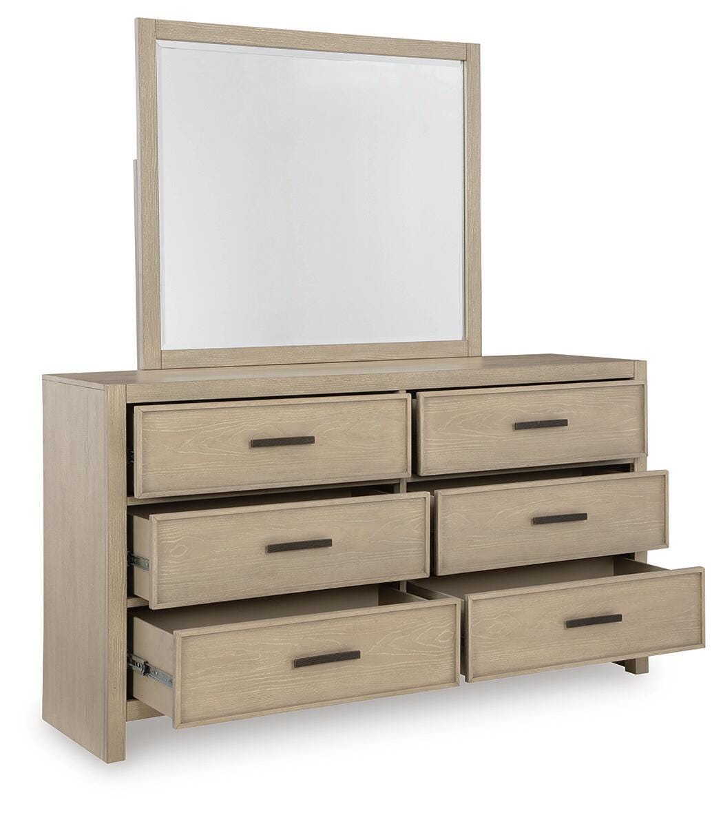 Calmoro Queen Bookcase Bed, Dresser and Mirror