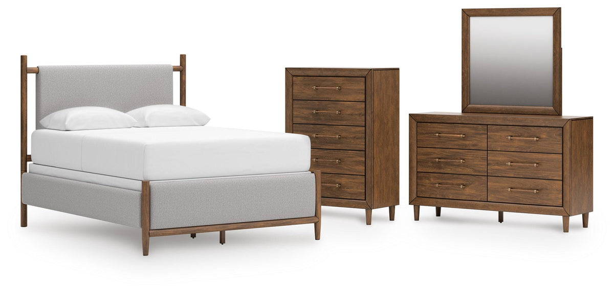 Lyncott Upholstered Panel Bed Set - Dresser, Mirror and Chest