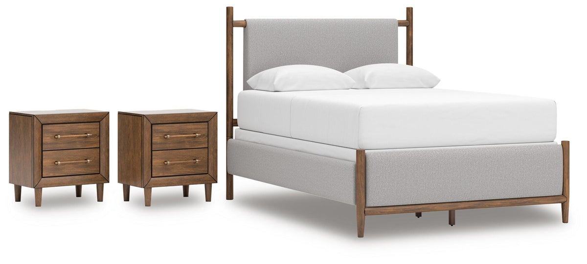 Lyncott Upholstered Panel Bed Set - 2 Nightstands