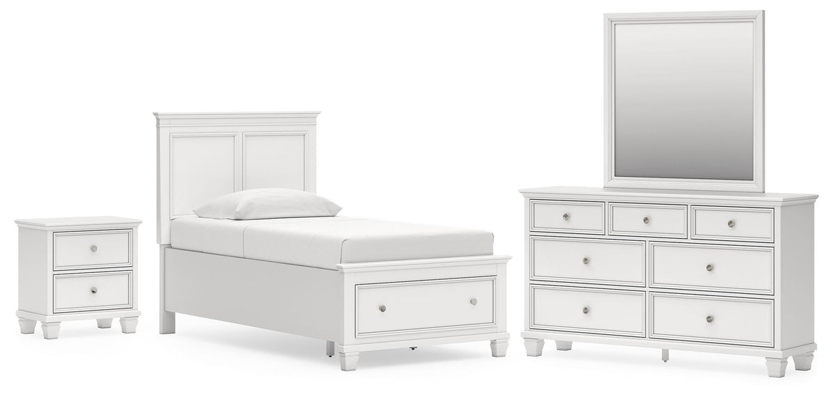 Fortman Panel Storage Bed Set - Twin, Dresser, Mirror and Nightstand