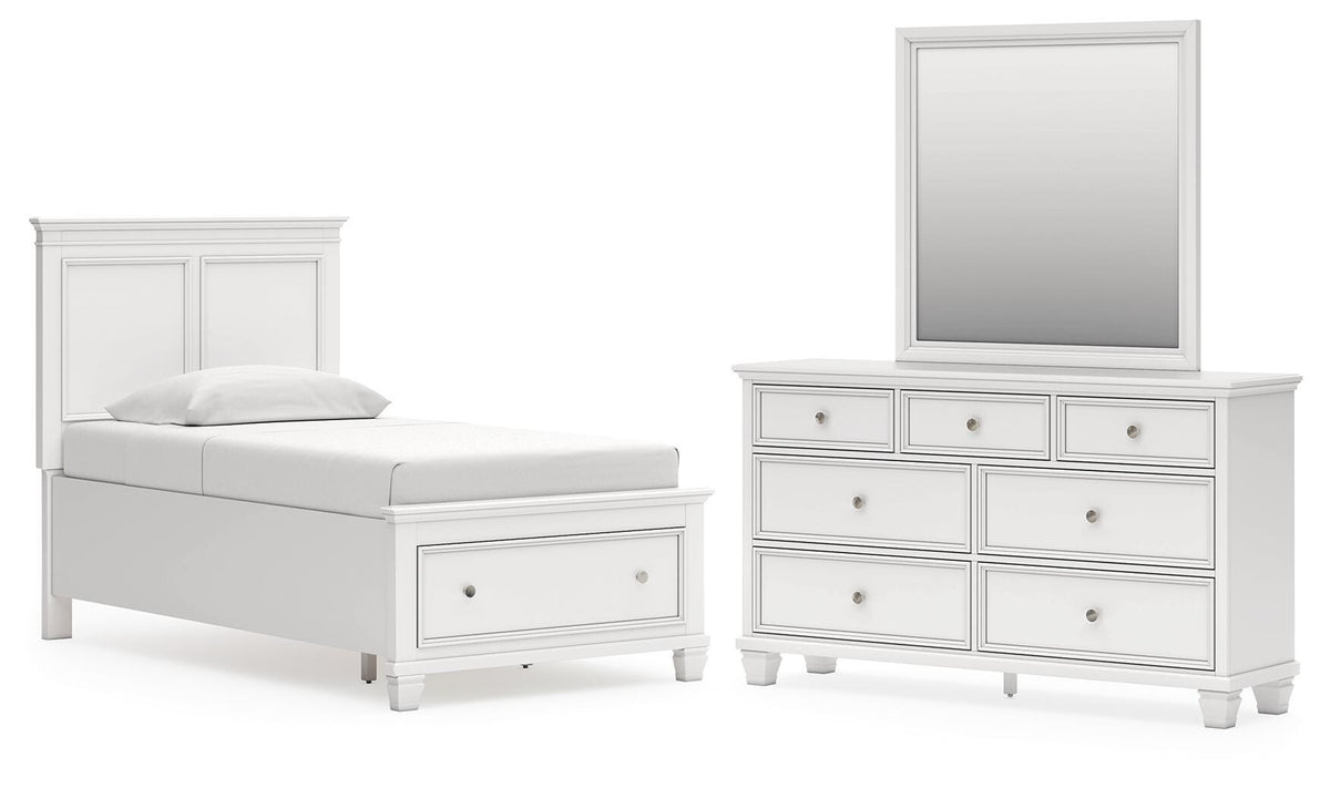 Fortman Panel Storage Bed Set - Twin, Dresser and Mirror