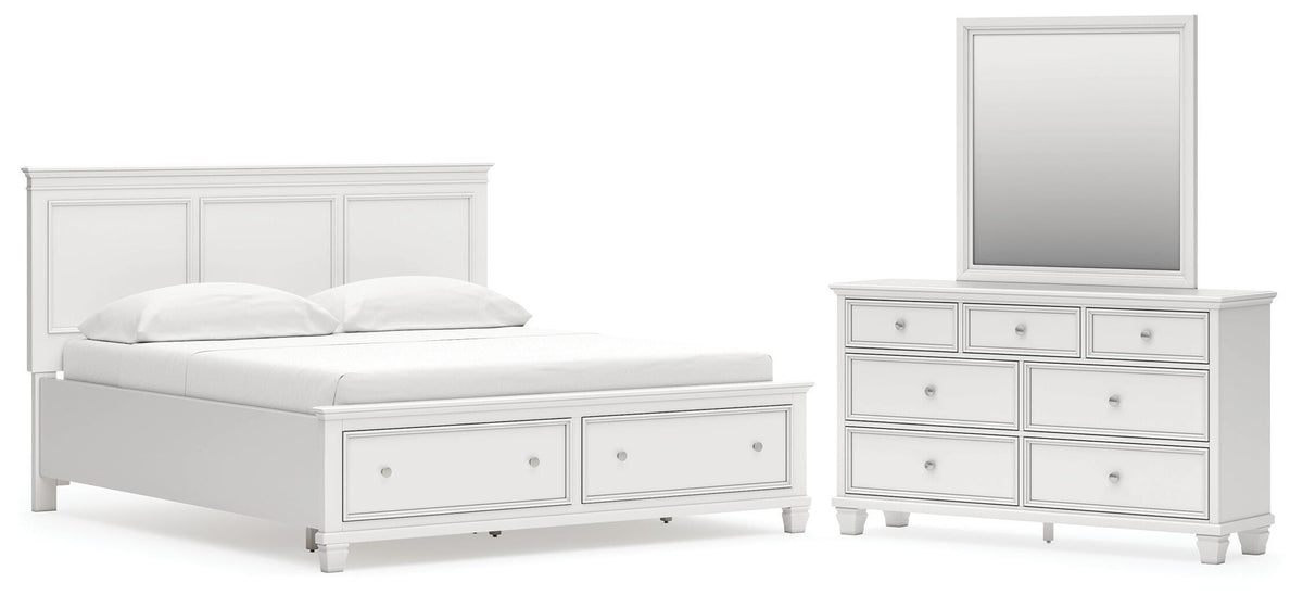 Fortman Panel Storage Bed Set - California King, Dresser and Mirror