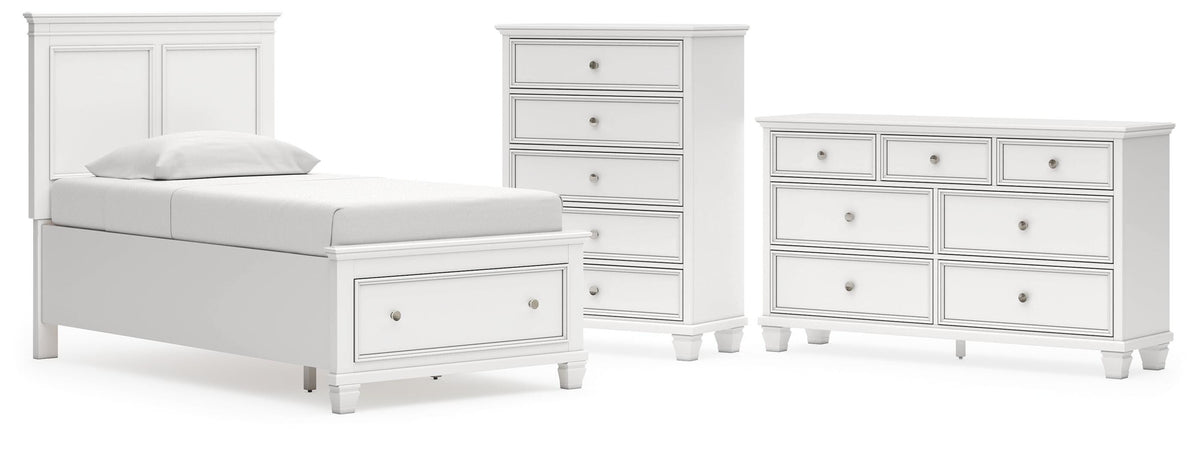 Fortman Panel Storage Bed Set - Twin, Dresser and Chest
