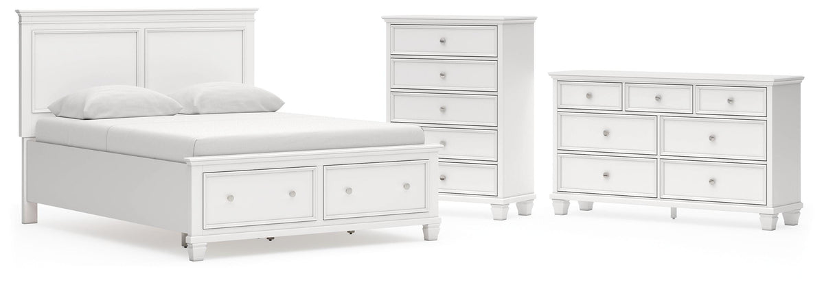 Fortman Panel Storage Bed Set - Queen, Dresser and Chest