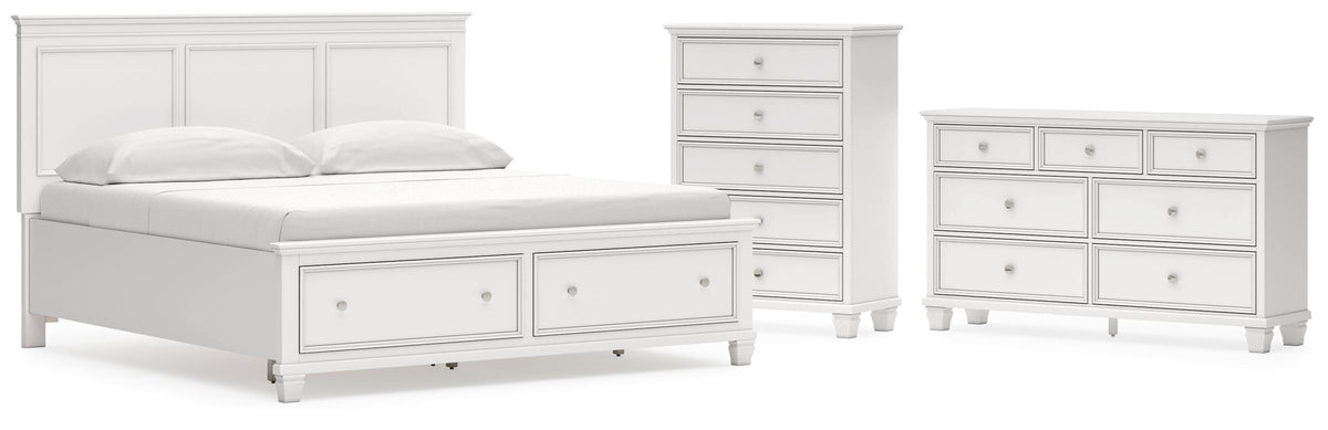 Fortman Panel Storage Bed Set - King, Dresser and Chest