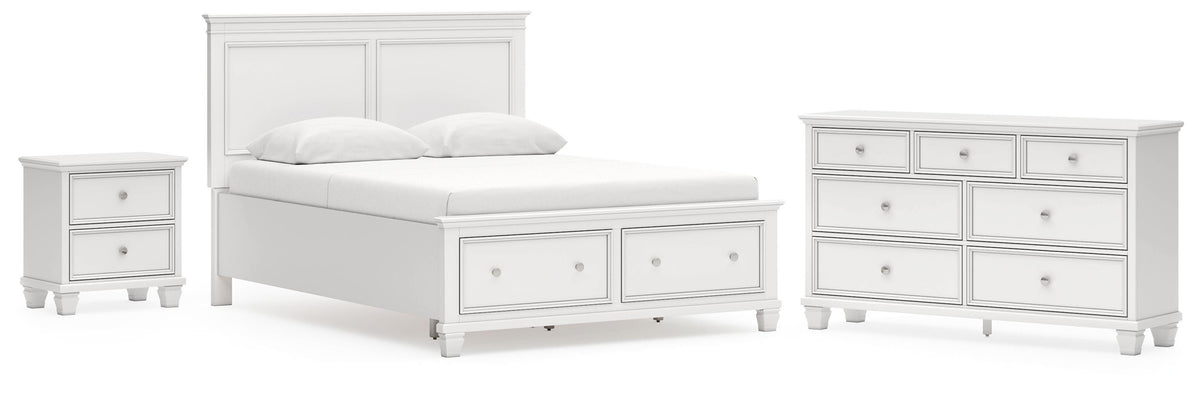 Fortman Panel Storage Bed Set - Queen, Dresser and Nightstand