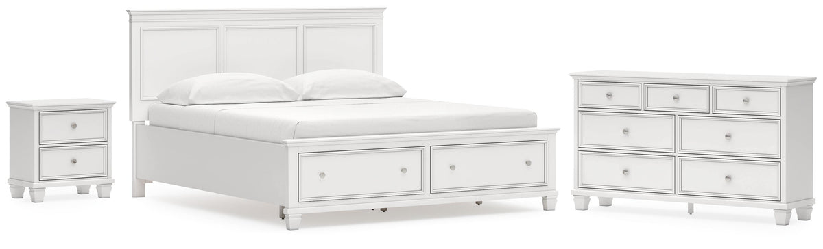 Fortman Panel Storage Bed Set - California King, Dresser and Nightstand