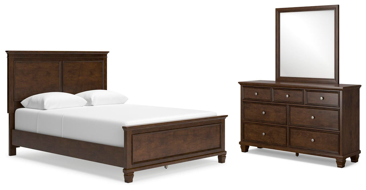 Danabrin Panel Bed Set - Queen, Mirrored Dresser