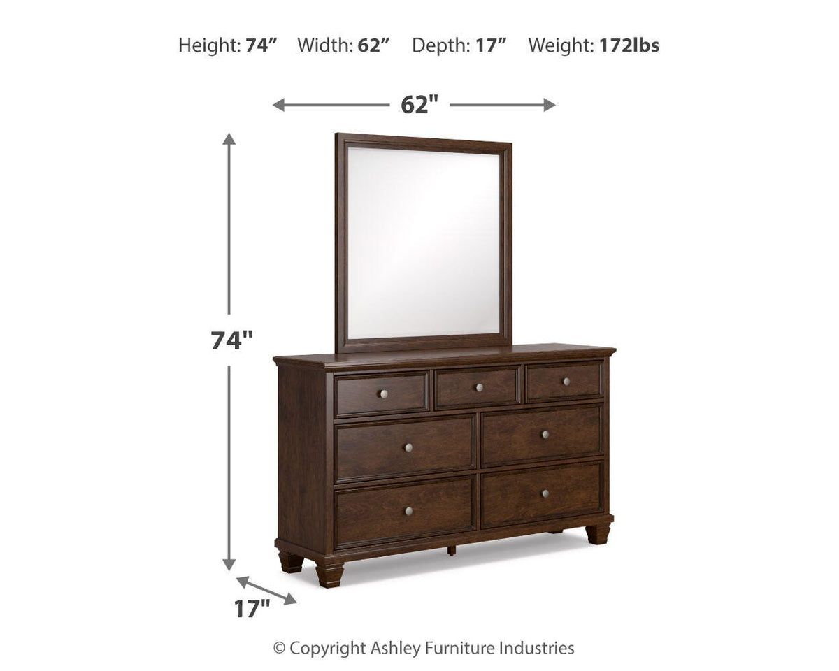Danabrin California King Panel Bed, Dresser and Mirror