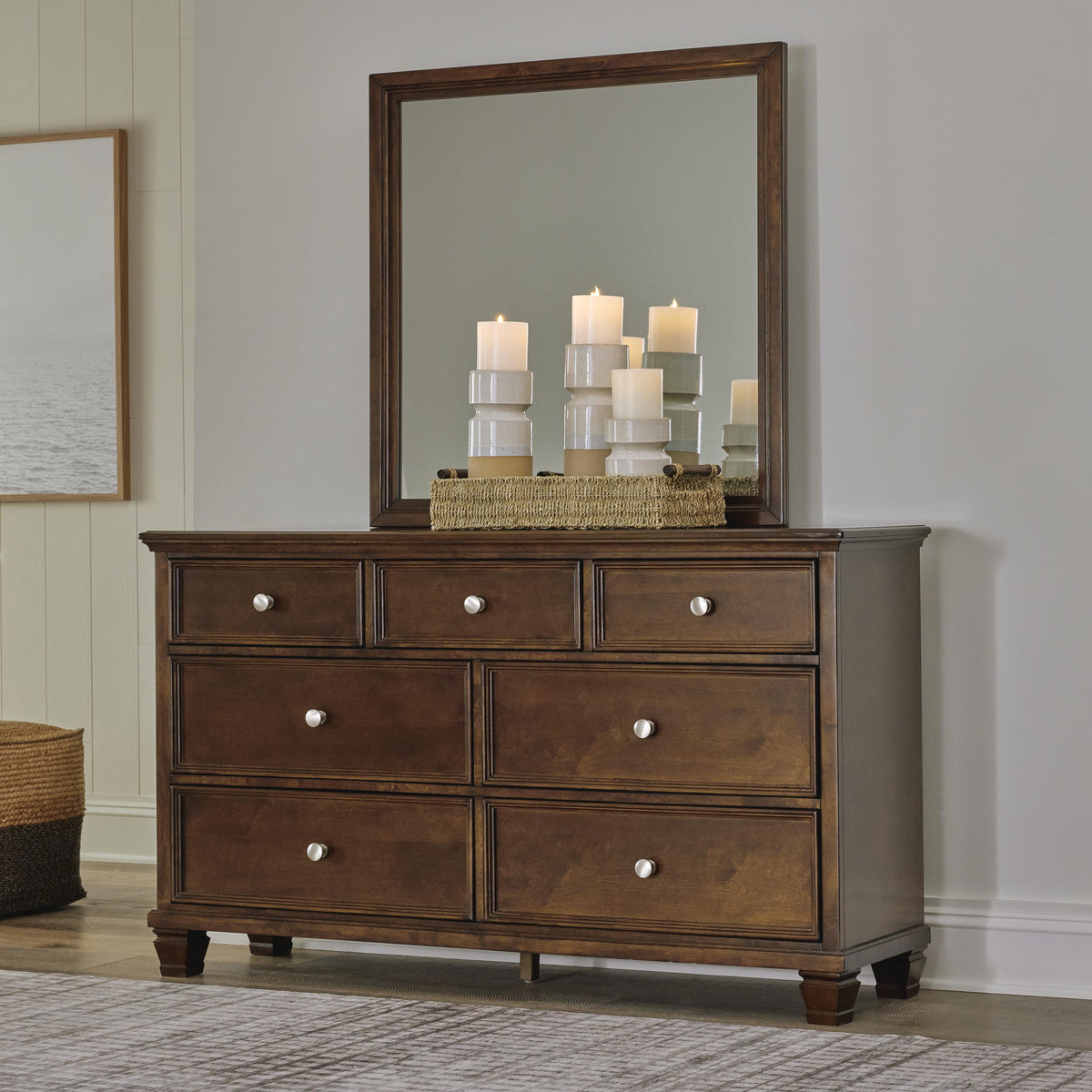 Danabrin Queen Panel Bed, Dresser, Mirror and Nightstand
