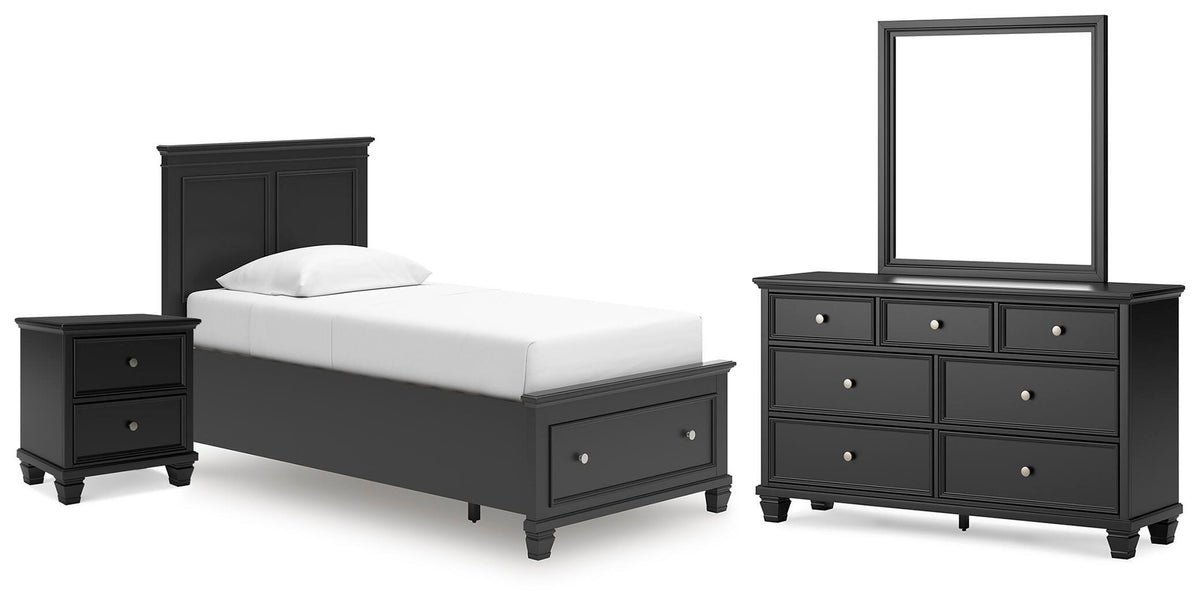 Lanolee Panel Storage Bed Set - Twin, Dresser, Mirror and Nightstand