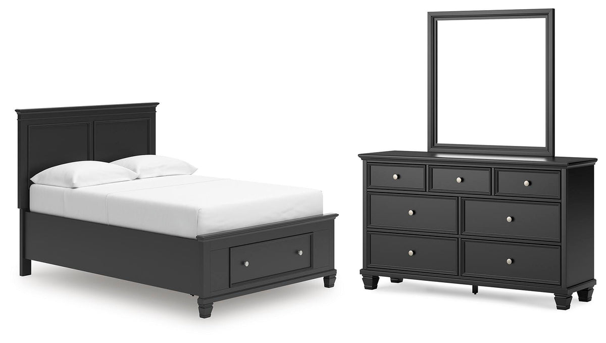 Lanolee Panel Storage Bed Set - Full, Dresser and Mirror