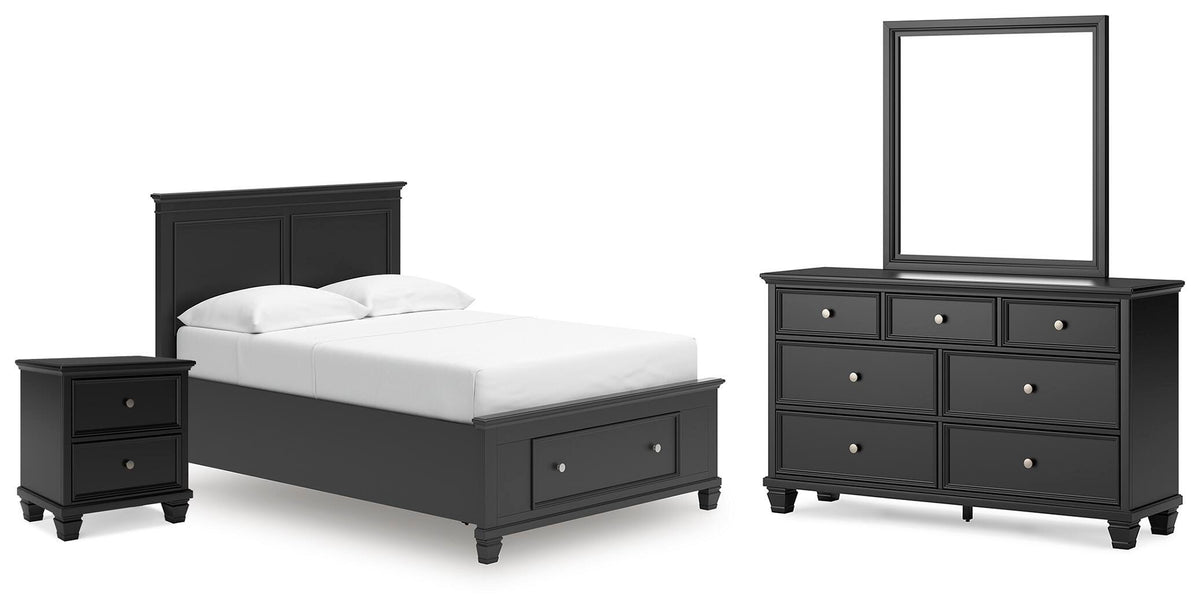 Lanolee Panel Storage Bed Set - Full, Dresser, Mirror and Nightstand