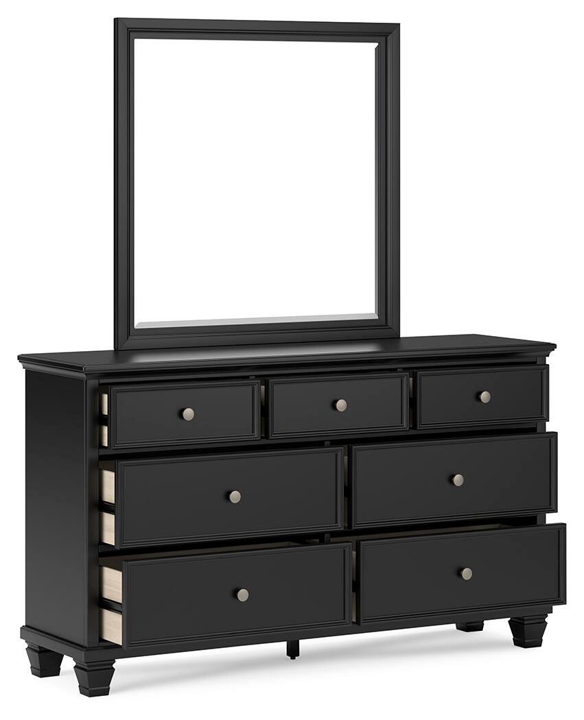 Lanolee Panel Bed Set - Twin, Mirrored Dresser