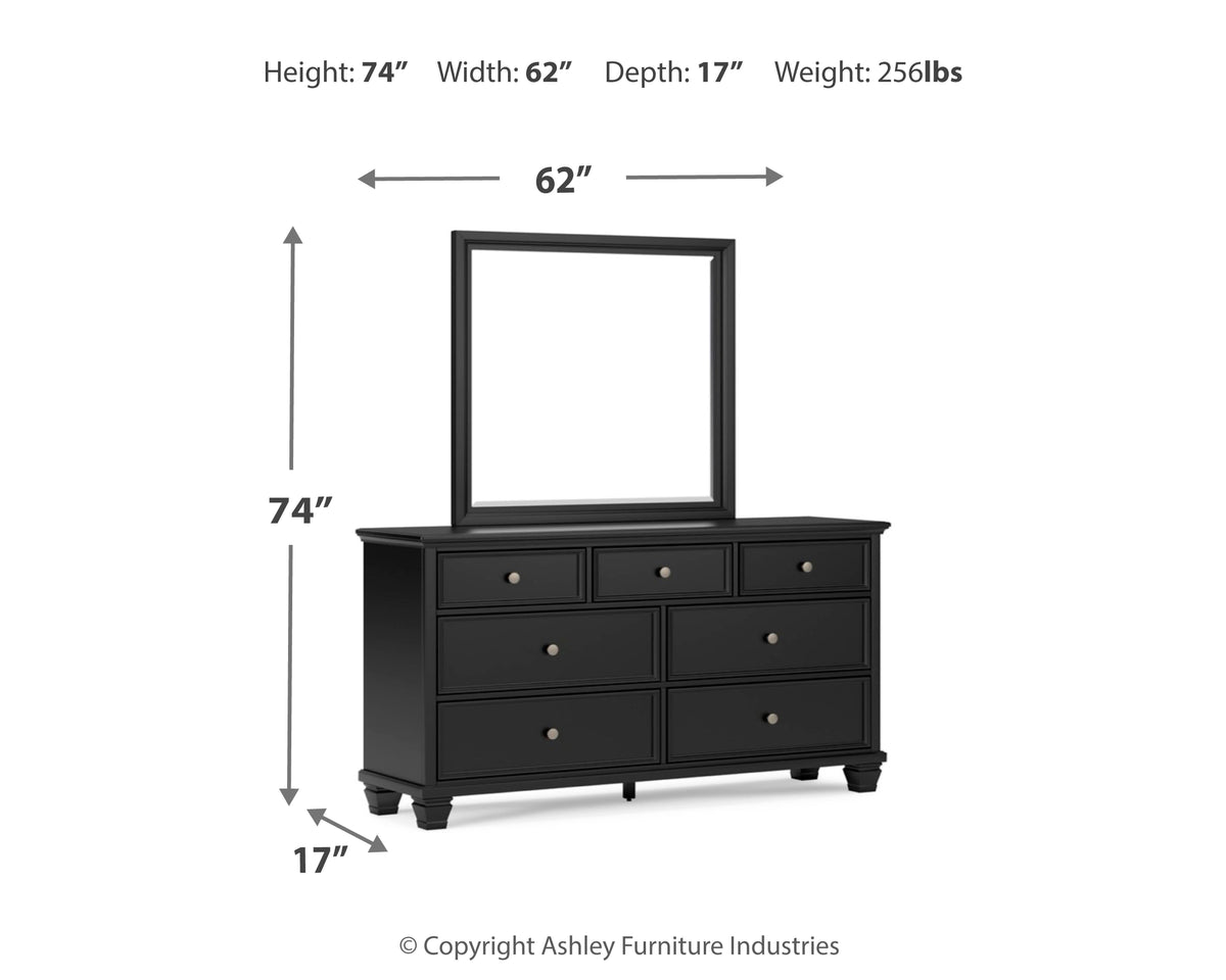 Lanolee Panel Storage Bed Set - California King, Dresser and Mirror
