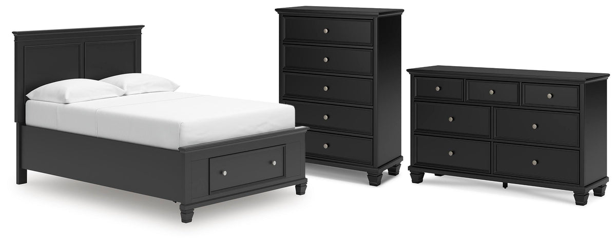 Lanolee Panel Storage Bed Set - Full, Dresser and Chest