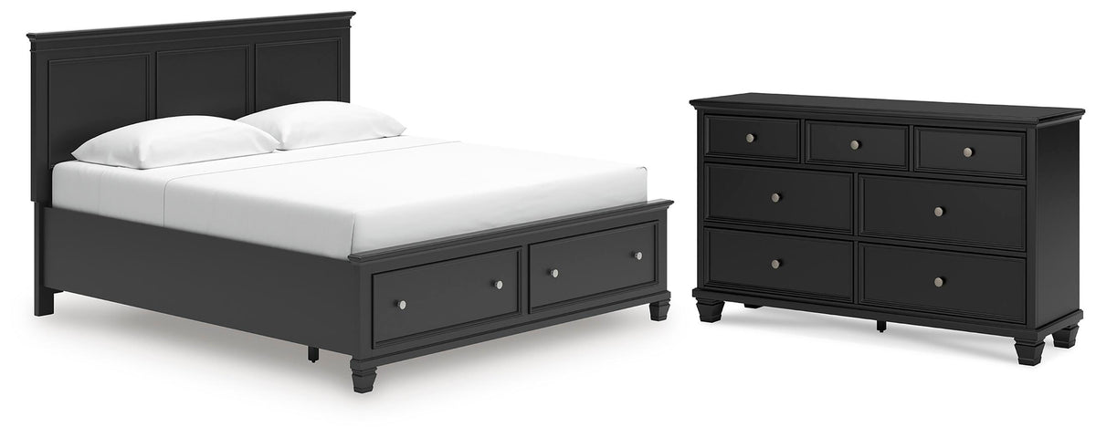 Lanolee Panel Storage Bed Set - King, Dresser