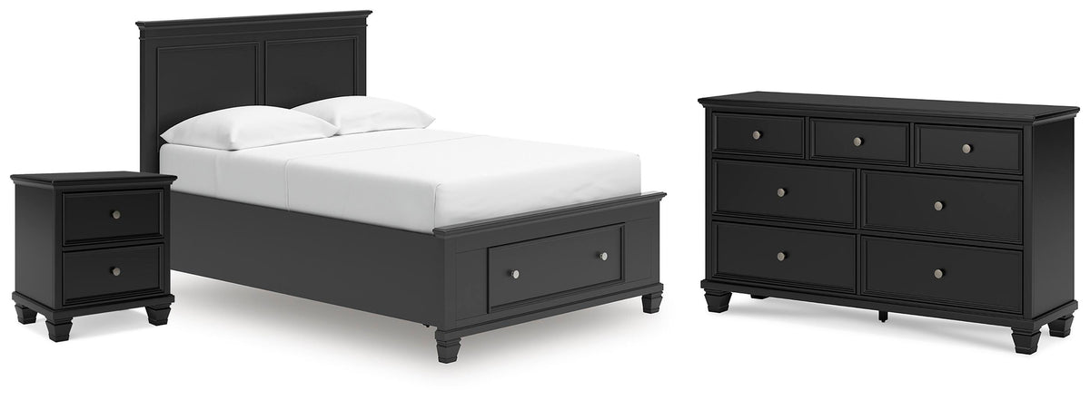 Lanolee Panel Storage Bed Set - Full, Dresser and Nightstand
