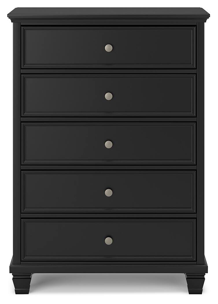 Lanolee Panel Bed Set - California King, Mirrored Dresser and Chest