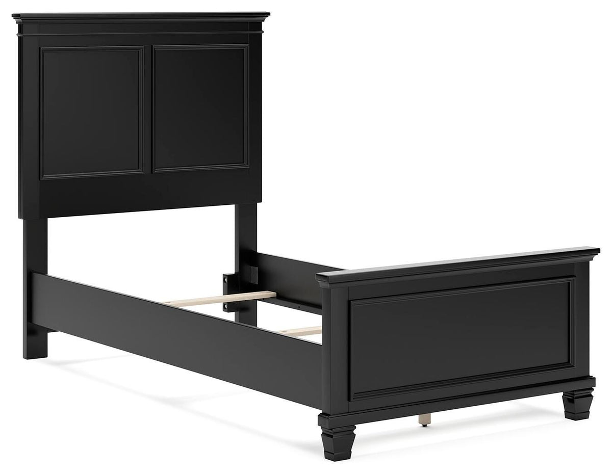 Lanolee Panel Bed Set - Twin, Mirrored Dresser