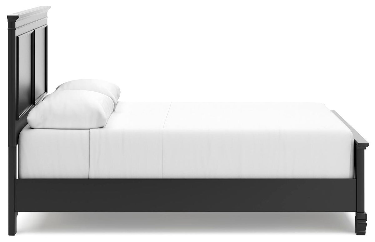 Lanolee Panel Bed Set - Queen, Mirrored Dresser and 2 Nightstands