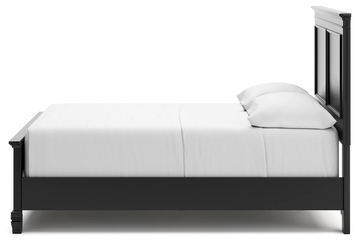 Lanolee Panel Bed Set - Full, Mirrored Dresser and 2 Nightstands