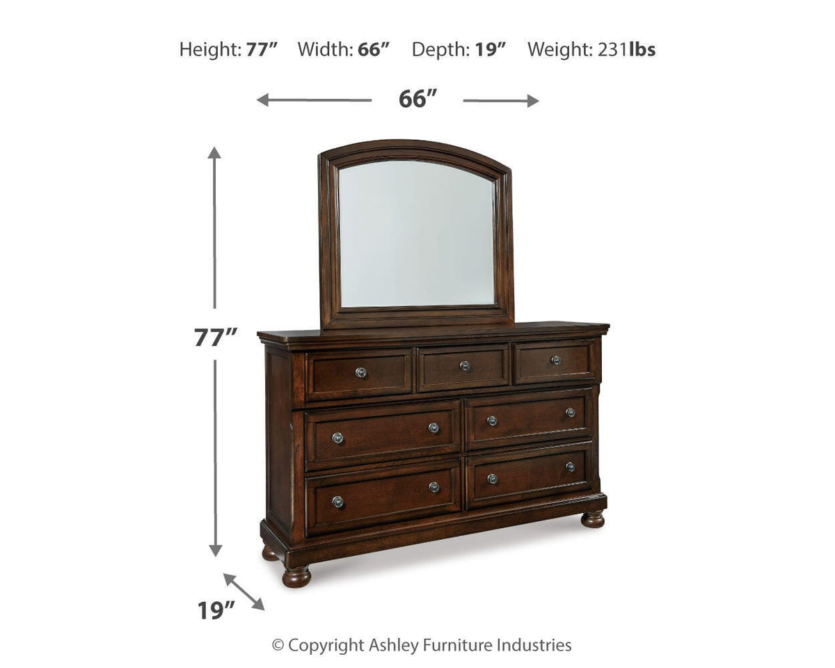 Porter Queen Sleigh Storage Bed, Dresser and Mirror