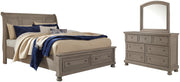 Lettner Sleigh Bed Set - California King, Mirrored Dresser