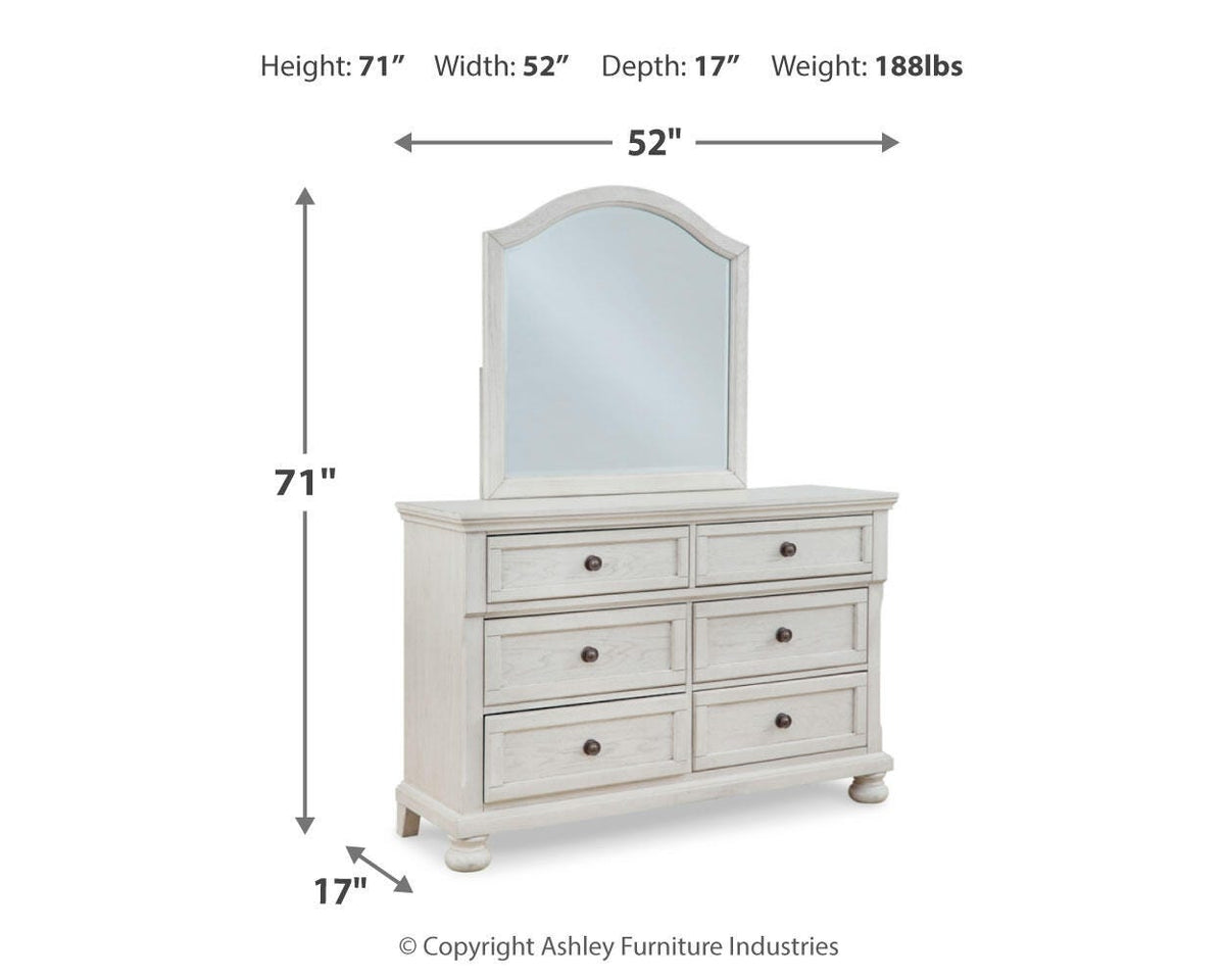 Robbinsdale Full Sleigh Storage Bed, Dresser and Mirror